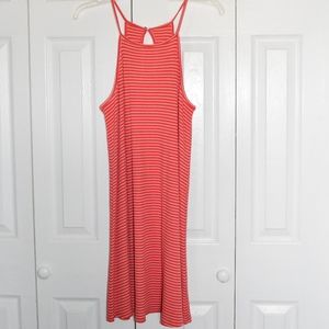 Peachy Pink high neck striped dress